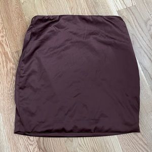 Tight brown mini skirt